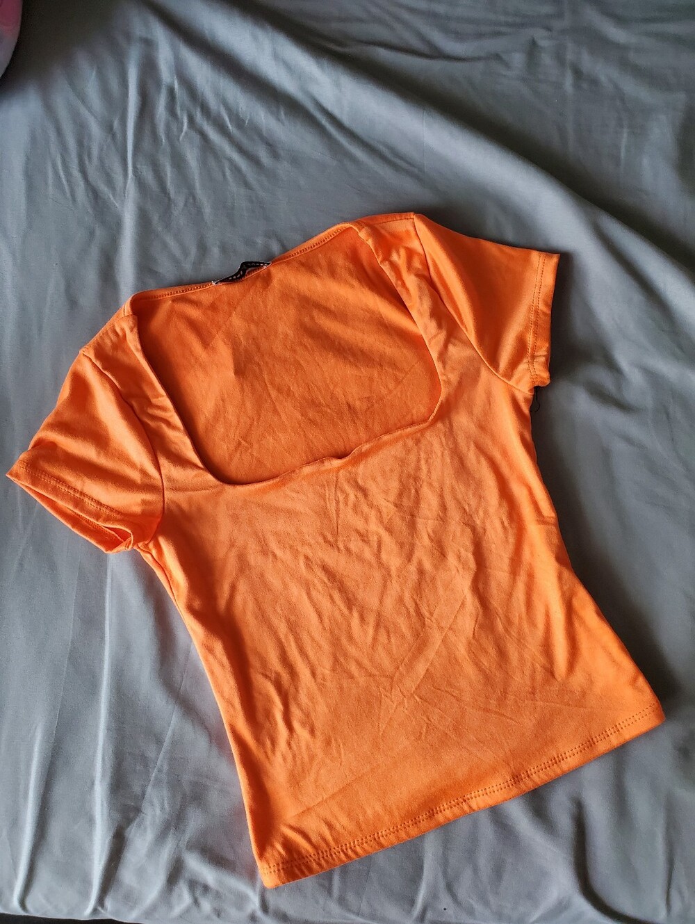 Neon Orange Short Sleeve Top